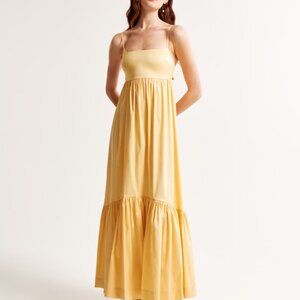 Abercrombie Drama Bow-Back Taffeta Maxi Dress - Sunny Yellow - NWT